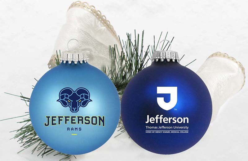 Jefferson Two Boxed Ornaments J Logo/Ram Logo