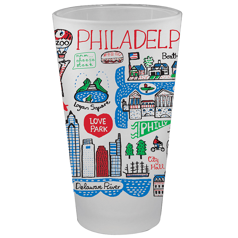 Philly Jg 16Oz Glass Wrap Frosted Pint