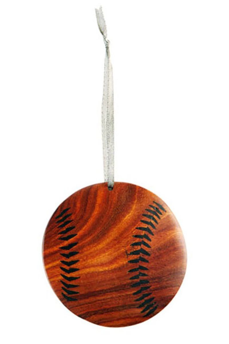 Double Side Handmade Intarsia Wood Baseball Ornament
