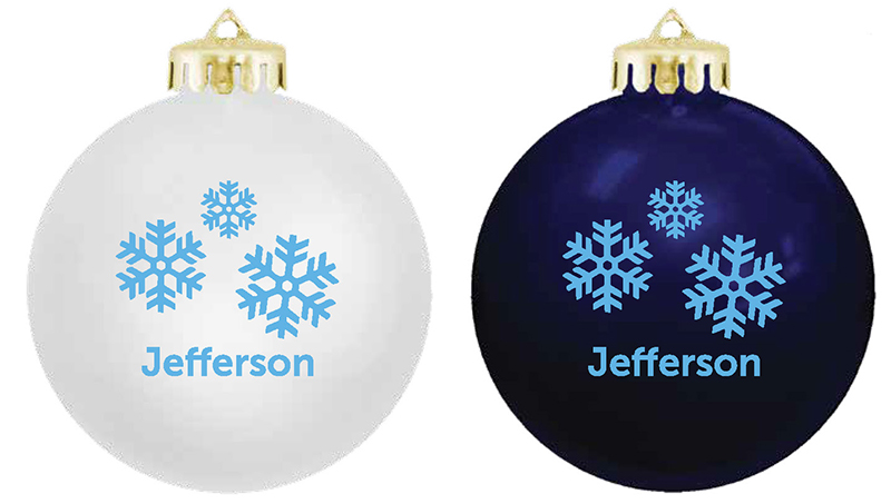 Jefferson Two Boxed Ornaments Snowflake Shatterproof Glossy